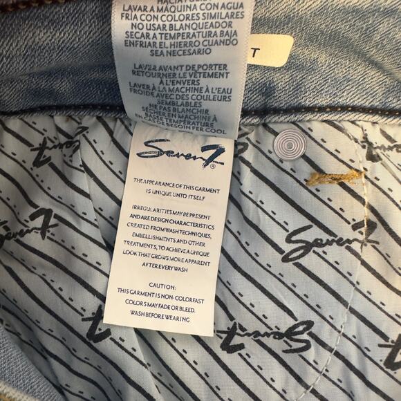 Seven 7 Women’s High Rise Slim Straight Denim Jeans Cuffed Hem Size 8 Light Wash - Picture 11 of 12